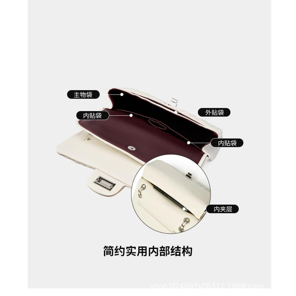 Xiaoxiangfeng Camellia Head Layer High Goatskin Leather Rhombus Women's Bag Premium Texture Chain Bag Shoulder Messenger Bag