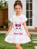 Girl Clothes Cute Rabbit Graphic Printed Girls' Princess Dress Summer Casual Dress for Girls Outfit O-Neck Birthday Gift Clothes