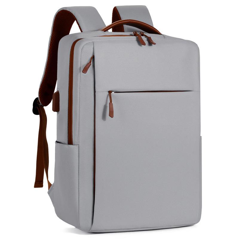 Schoolbag New Simple Business Backpack USB Charging Large Capacity Computer Bag Contrasting Color Commuter Multifunctional Backpack Wholesale