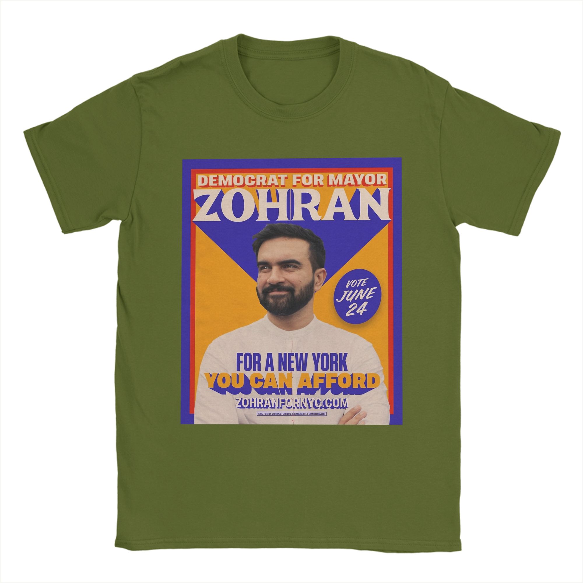 

Mens Womens Zohran for New York City Shirt Pure Cotton Print Tee Shirts Clothing Outfits 4XL