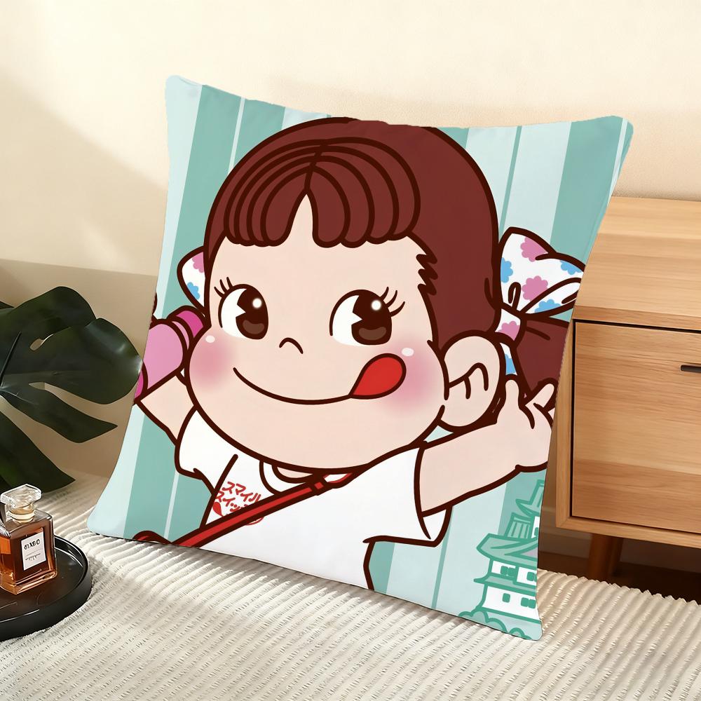 Fujiya M-Milky Peko Cushion Cover Soft Short Plush Pillow Cover Smooth Cozy Texture Aesthetic Cushion Case Home Decor