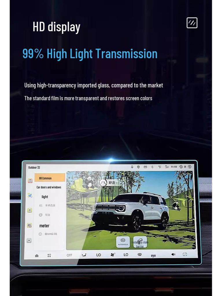Tempered Film for 26 Beijing BJ30 Models: Center Console, Navigation Screen, and Instrument Panel Protection Stickers