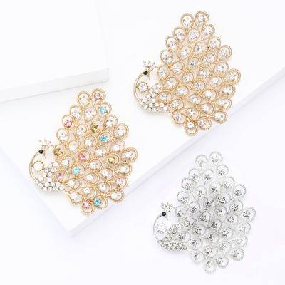 Übertriebene Atmosphäre Legierung Strass Pfau Brosche Persönlichkeit Temperament Damen Anzug Mantel Corsage Schmuck Pin