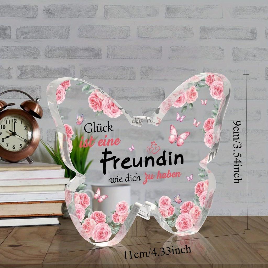 Butterfly & Floral Heart-Shaped Sign - Ideal Gift, Women'S Friendship Day, Anniversary, Christmas, Thanksgiving, Mother'S Day, Graduation, Tabletop