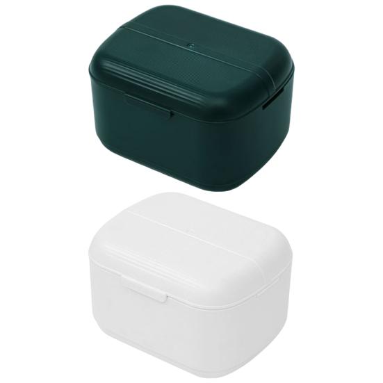 Almacenamiento de tirantes compacto multiusos tapa con hebilla caja de baño para dentadura retenedor de taza caja de limpieza ortodoncia