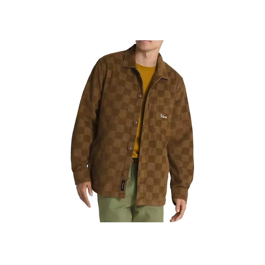 Vans Loose Fit Button Down Checkered Long Sleeve Shirt Men Shirts Brown VN0008GP0E0