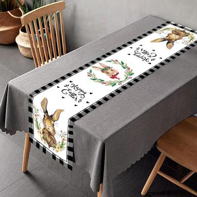 Camino de mesa con estampado de conejito de Pascua, mantel con bandera para mesa, mantel de café, decoración para el hogar, cocinas y comedores