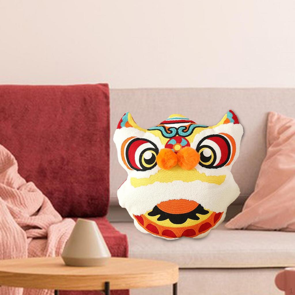 Chinese Year Decorative Pillow with Lion Theme for Home Use