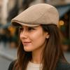 Plain Design Peaked Cap Vintage Flat Hats Classic Duckbill Hats  Autumn