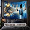 Tapisserie avec texte de nom personnalisé, Suspension murale décorative Lionel Messi, Tapisserie de fond pour maison chambre à coucher