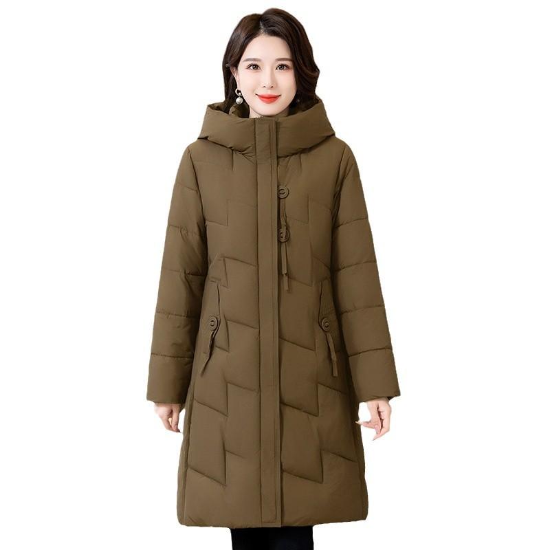 Hooded padded clothes women's winter 2025 new thickened loose cotton jacket mid-length age-reducing small padded jacket jacket