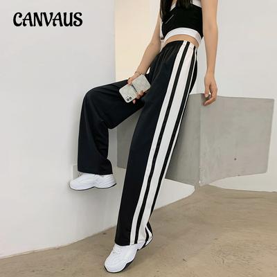 Spring and Autumn Women's Pants High Waist Tide Loose Plus Size Straight Meat Covering Wide Leg Pants Trousers