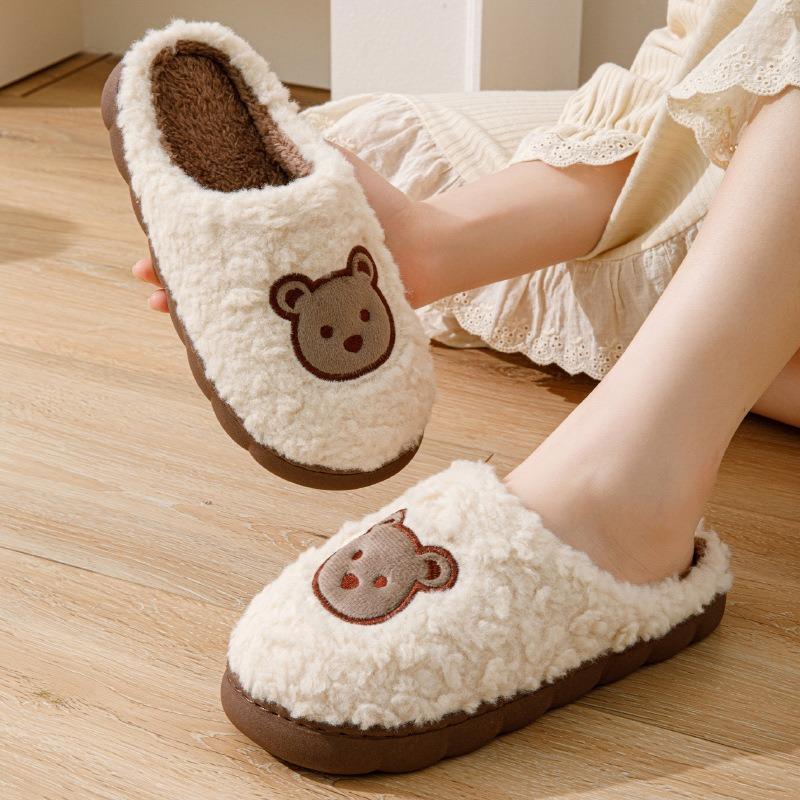 Cotton slippers female couple thickened autumn and winter indoor home home home non-slip warm confinement wool cotton shoes men