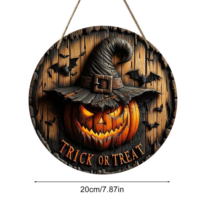 Halloween Witch Signs Pumpkin Porch Wooden Ornament Skull Decorative Signs Festive Home Ornament for Front Door Wall Window