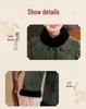 Chinese Winter Deer Velvet Coat with Fur Collar for Middle-Aged & Elderly Women