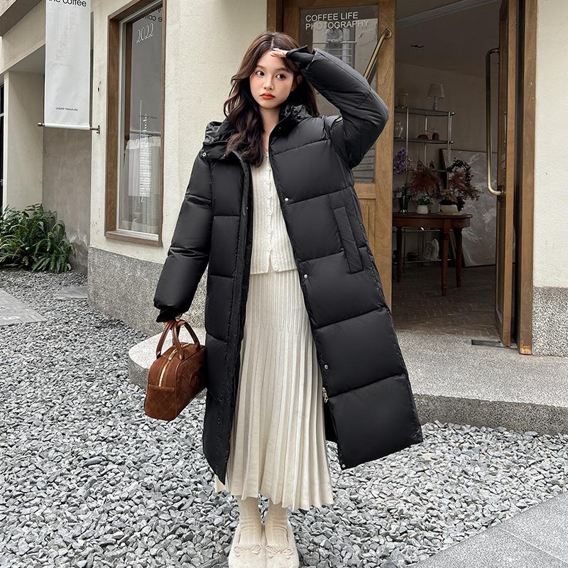 Lightweight fluffy hooded warm cold loose mid-length high quality fabric casual sports jacket large pockets cotton jacket coat