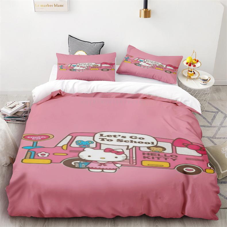 Sanrio Hello Kitty Bedding Sets Cute Bed Cover Comforter Cover Duvet Cover Pillow Case 2-3 Pieces Sets Room Decoration