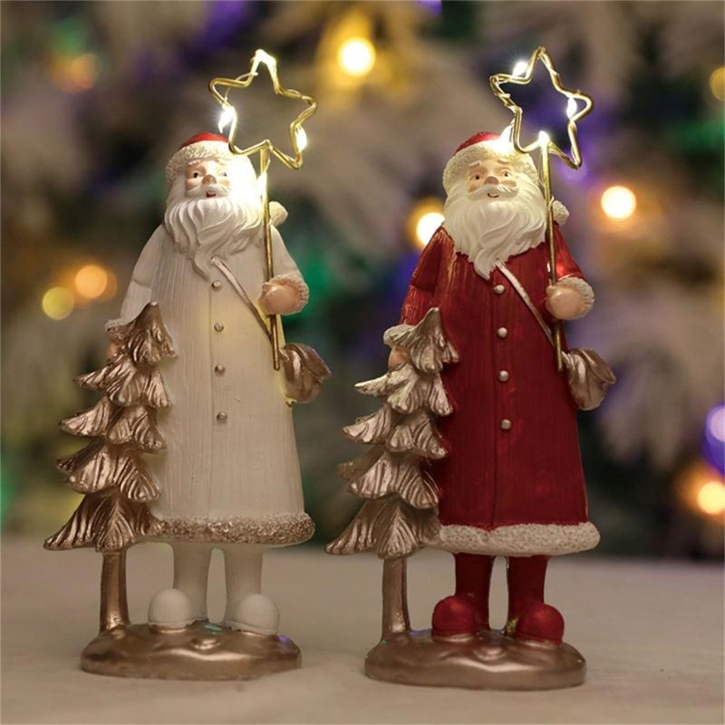 Christmas Figurine Figure Decors Resin Santa Clauses Statue Christmas Decorative Figurines Centerpieces for Holiday
