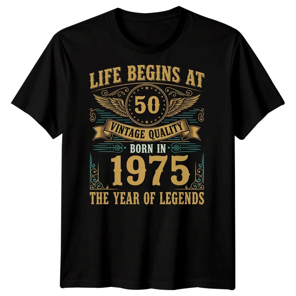 Life Begins At 50 Vintage 1975 Mens T-Shirt 50th Birthday Gift #1 XL