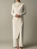 Spring 2026 European & American Women's Asymmetrical Long Top and Wide-Leg Pants Two-Piece Set