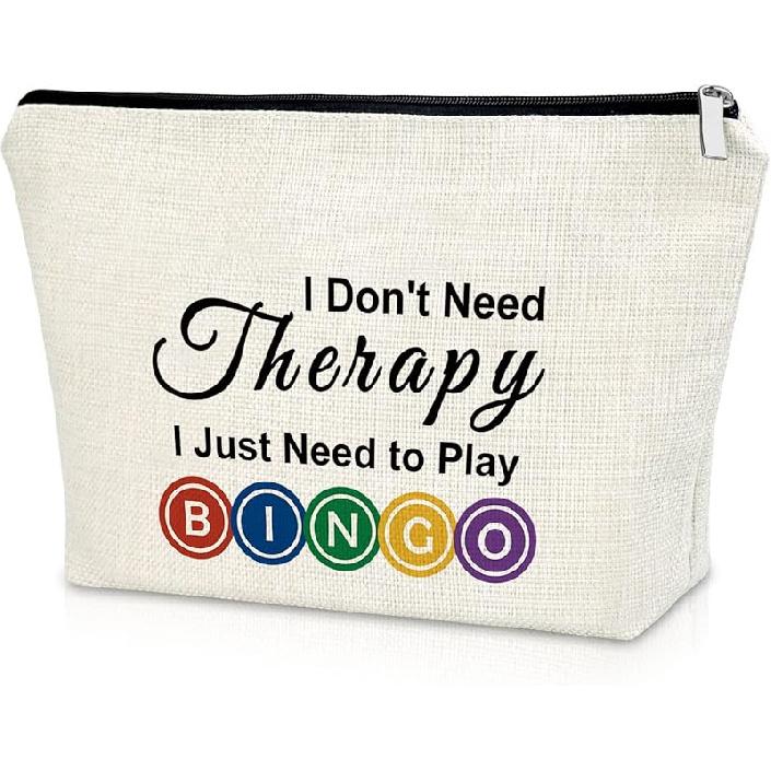 Sazuwu Bingo Game Gift for Women Bingo Lover Gifts 3PCS Makeup Bag Casino Lover Gift Bingo Player Gifts for Friend Cosmetic Bag Gambler Gift Birthday I Don t Need Therapy I Ju