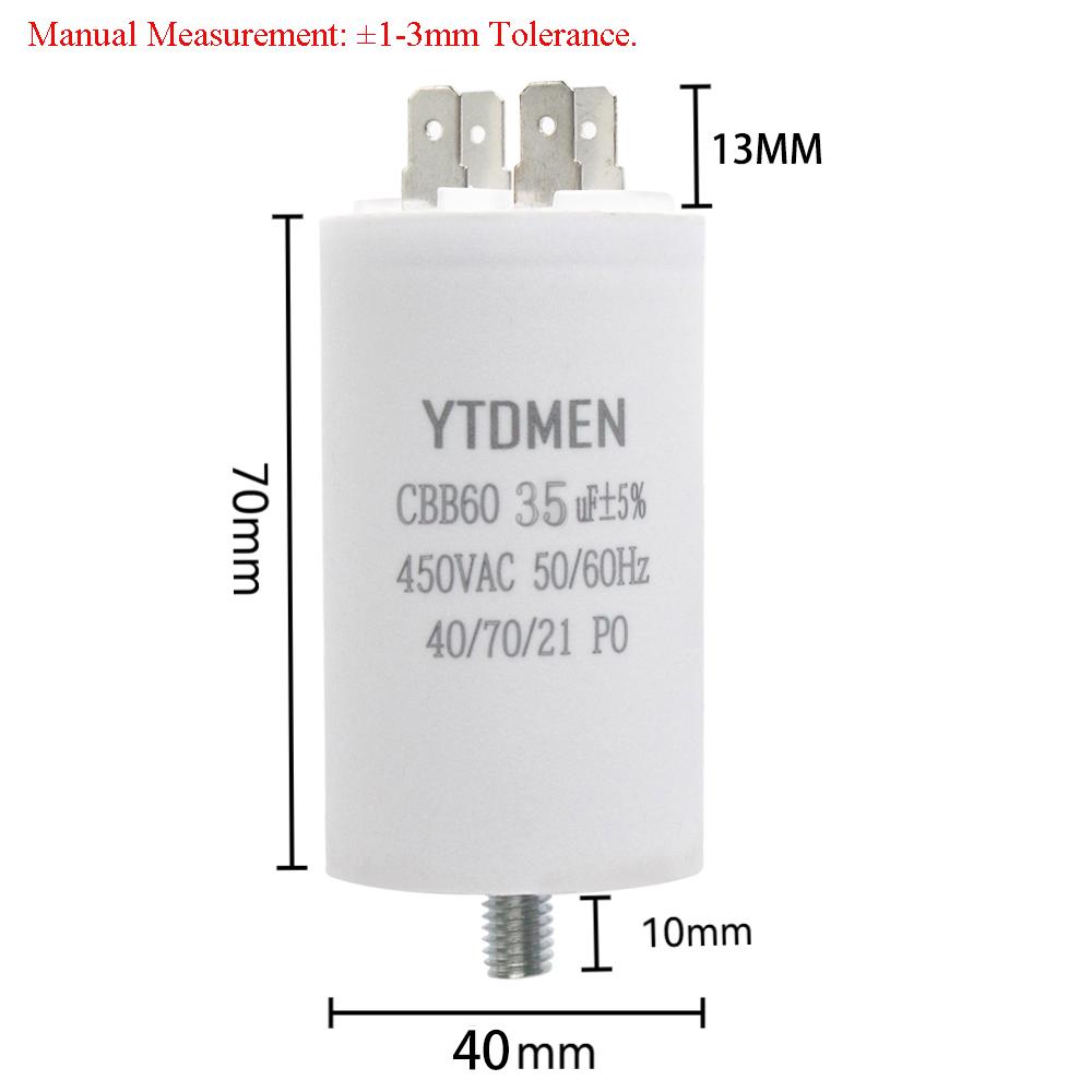 CBB60 Capacitor with Screws AC 450V 4 Pin Dual Insert Motor Run Capacitors 4UF-60UF for Washing Machine Air Water Pump 12uf 16uf
