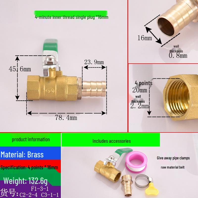Brass Pagoda Water Pipe Ball Valve (6-19mm) with Hose Switch