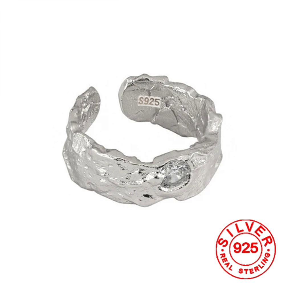 

BFCLUB 925 Silver Colo New Simple Design Bump Matte Gold Color Rings Retro Distressed Opening Handmade Ring Fashion Fine Jewelry