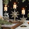Metal Christmas Votive Candle Holders Snowflake Patterns Candle Stand  For Xmas Table Decor