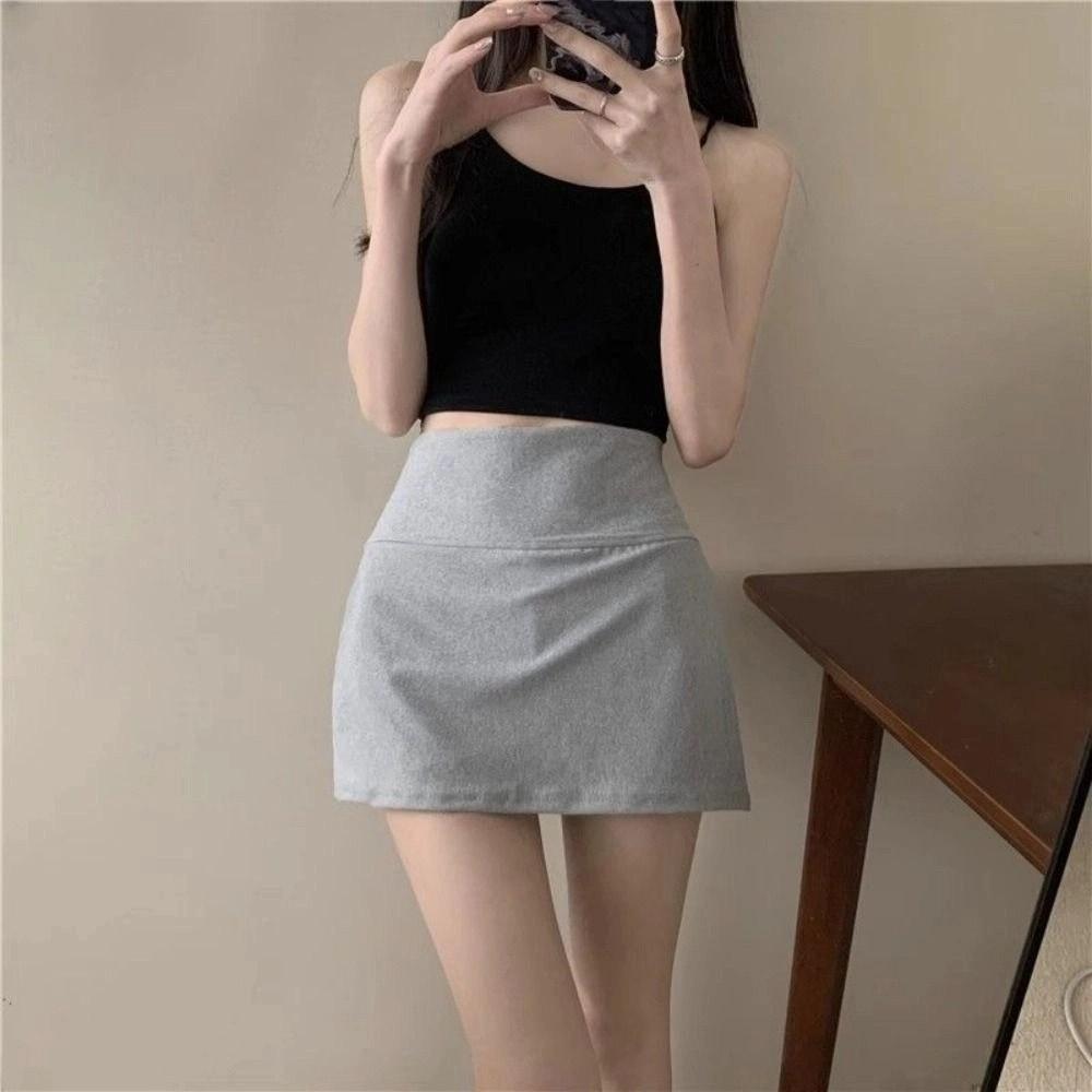 Side Slit Women's A-line Culottes Y2K Skirt with Safety Shorts Ins Mini Shorts Skirt  Girls