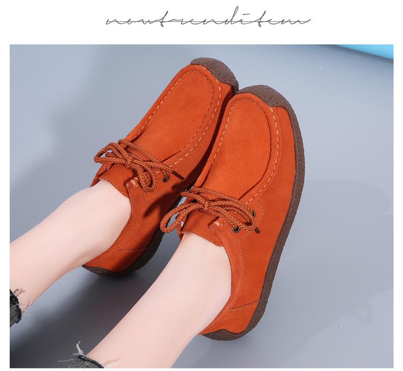 Women's Plus Size Suede Moccasins - 2025 Spring/Autumn Collection with Flat Sole and Cross-Border Tendon Design