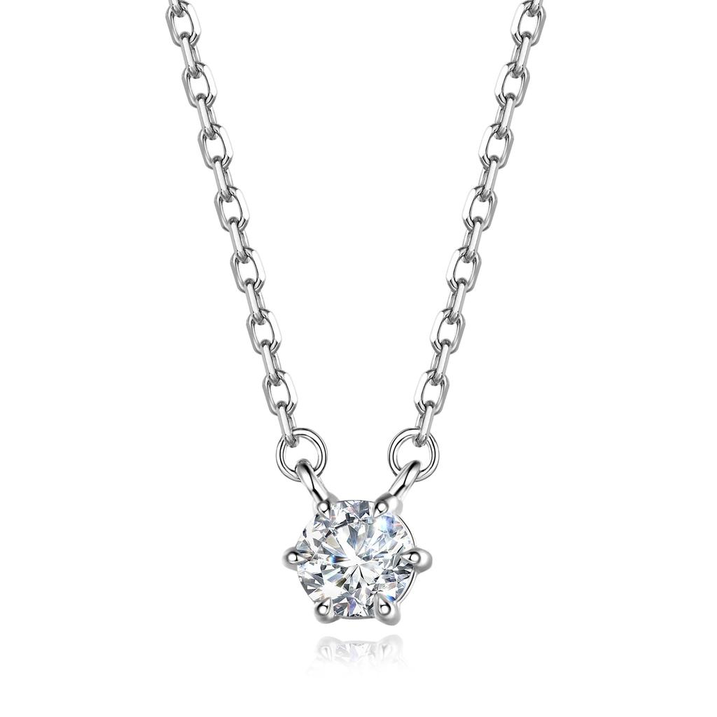 FANCIME Diamond Necklace for Diamond Sterling Perfect for and Gift Wrapping Women, 0.3ct Lab-Grown (DEF/VS), Silver, 6-Prong Setting, Classic,