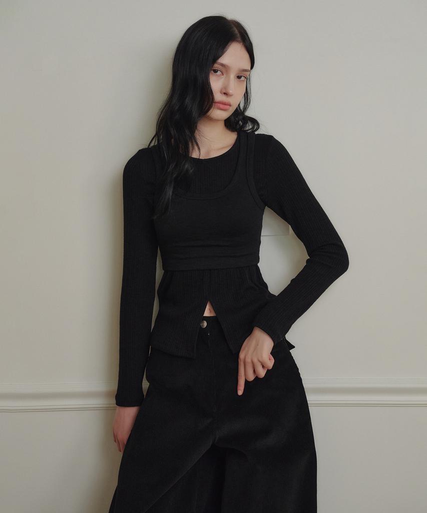 MARROT Sleeveless Layered Top_Black