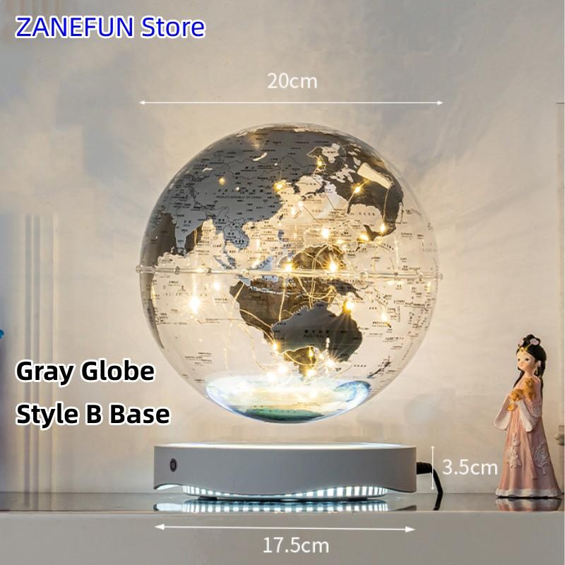 8inch Magnetic Levitating Globe 20cm Transparent Globe Lamp LED Light ABS Globe Home Office Decoration Creative Christmas Busine