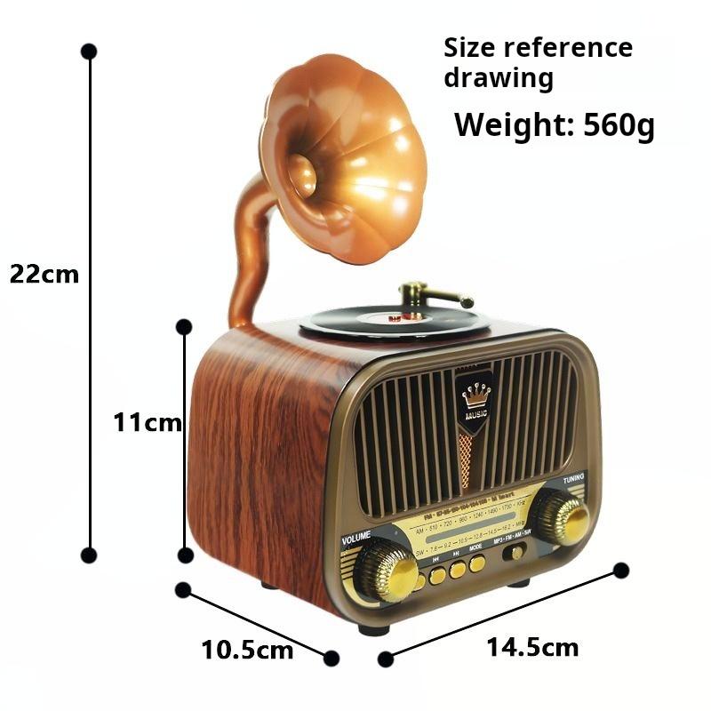 New High-end Retro Multifunctional Full Band Radio Imitating Phonograph, Mini Wireless Bluetooth Speaker, Plug-in Speaker