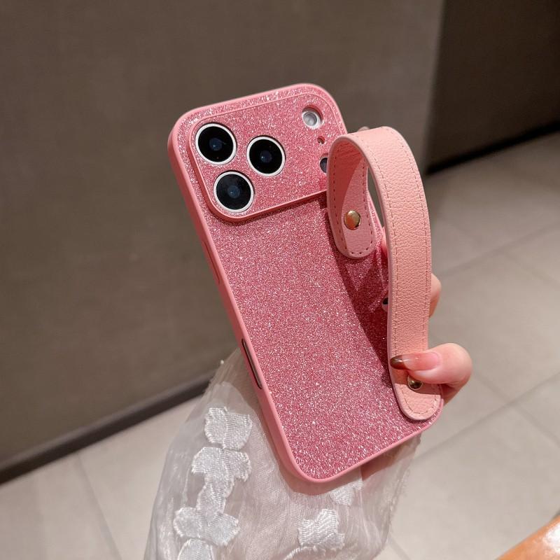 Sparkle Glitter Phone Case With Wrist Strap IPhone 16 Pro Max 17 15 13 11 Shockproof Silicone Cover