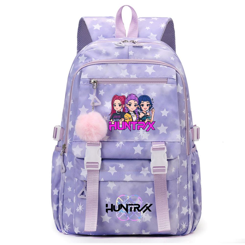 Cute Anime K-Pop Demon Hunters Printed Backpack for Teenager Student Girl Boy Bookbag Schoolbag Large Capacity Waterproof Travel Bag Gift Rucksak
