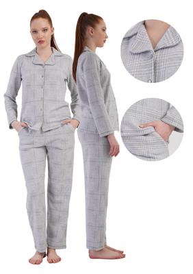 Women's Interlock Pajama Long Pants Collar L Vienetta Button-up