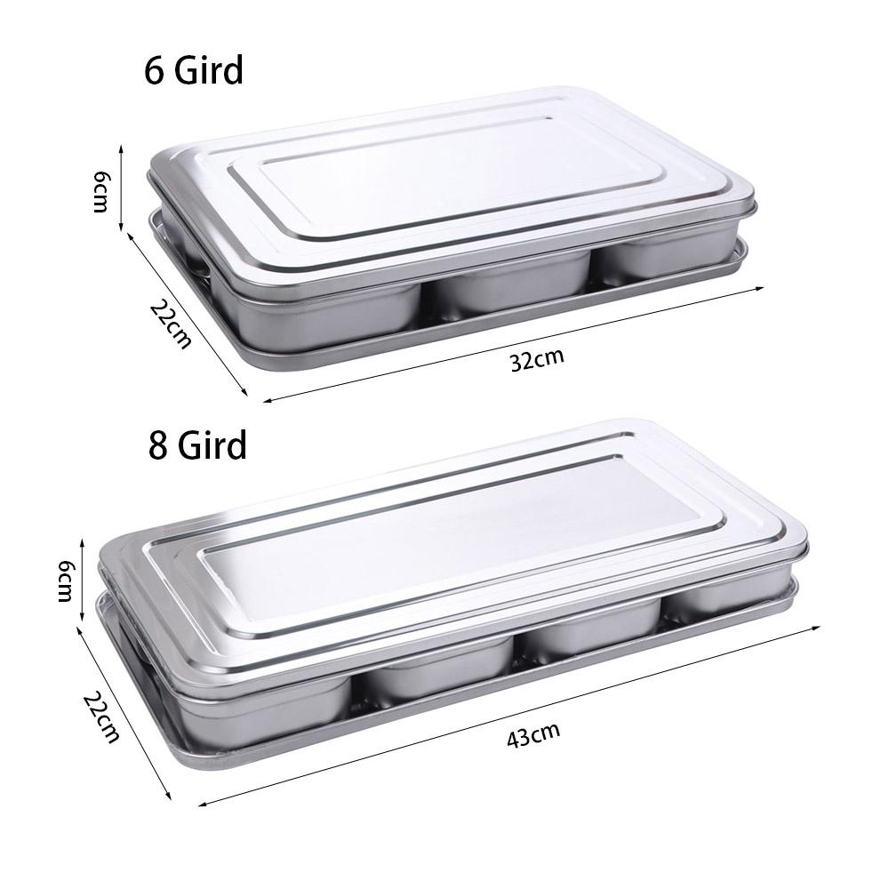 Stainless Steel Seasoning Storage Box 6/8 Grid Dessert Ingredient Box Food Preparation Box Hot Pot