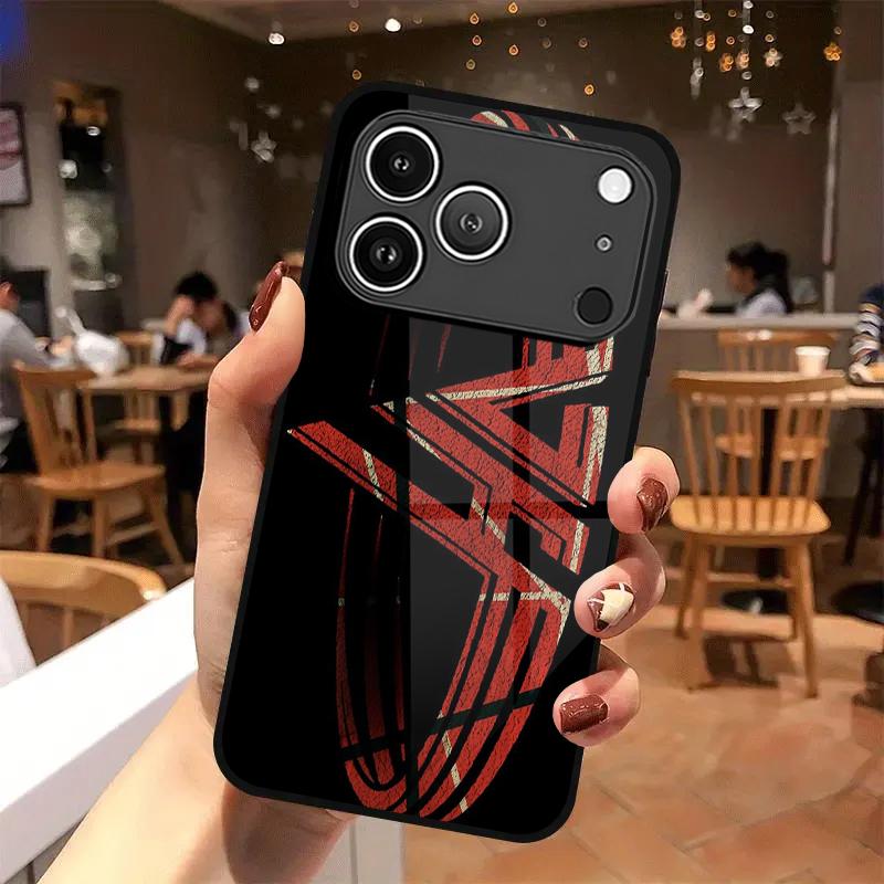 Red Ring Pattern 2D Phone Case for iPhone 17 16 15 14 13 12 11 X XR XS Max Pro 8 Plus - Glass Protective Cover