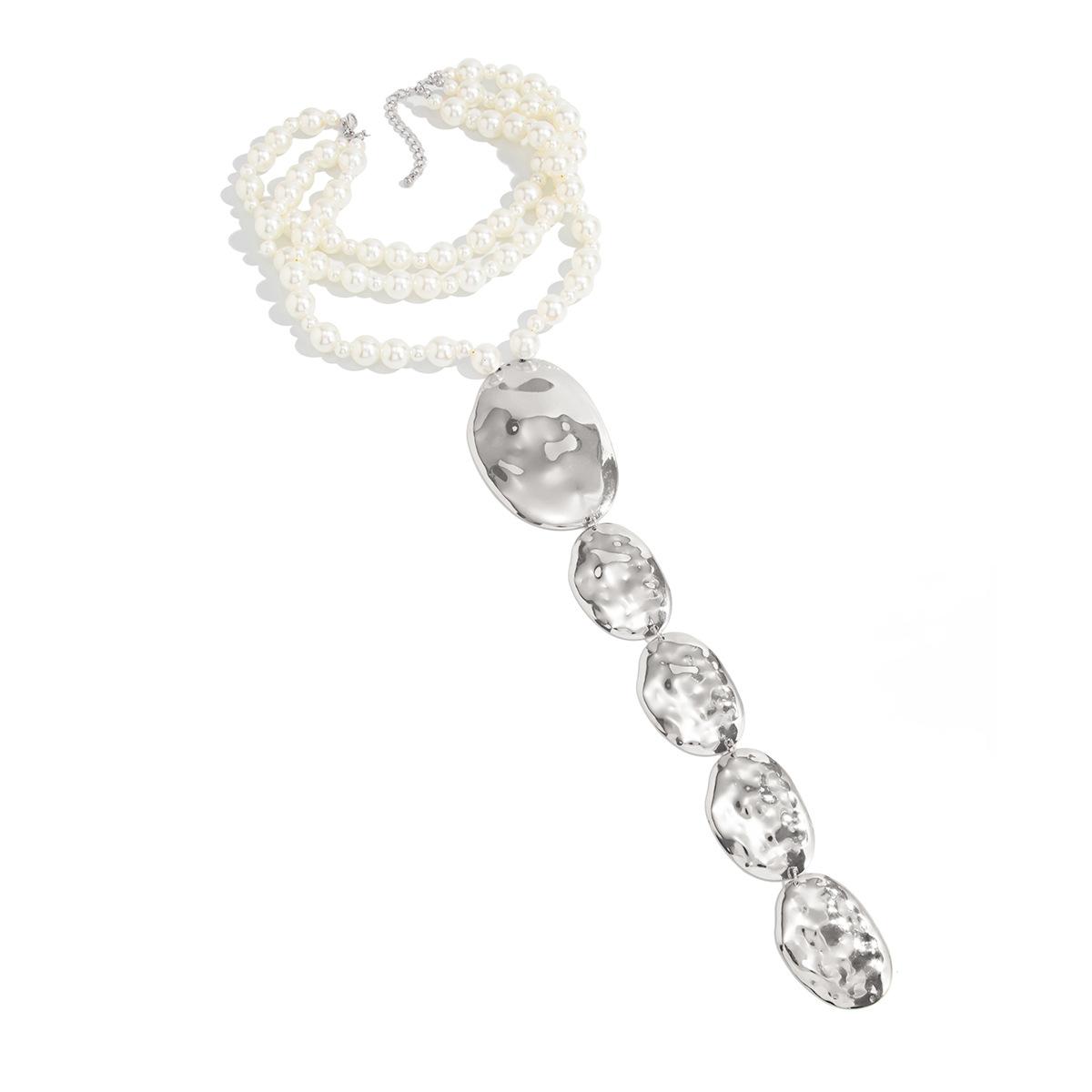 

Imitate Pearl Beaded Boho Pendant Necklace for Womens Party Choker Daily Jewelry Accessory