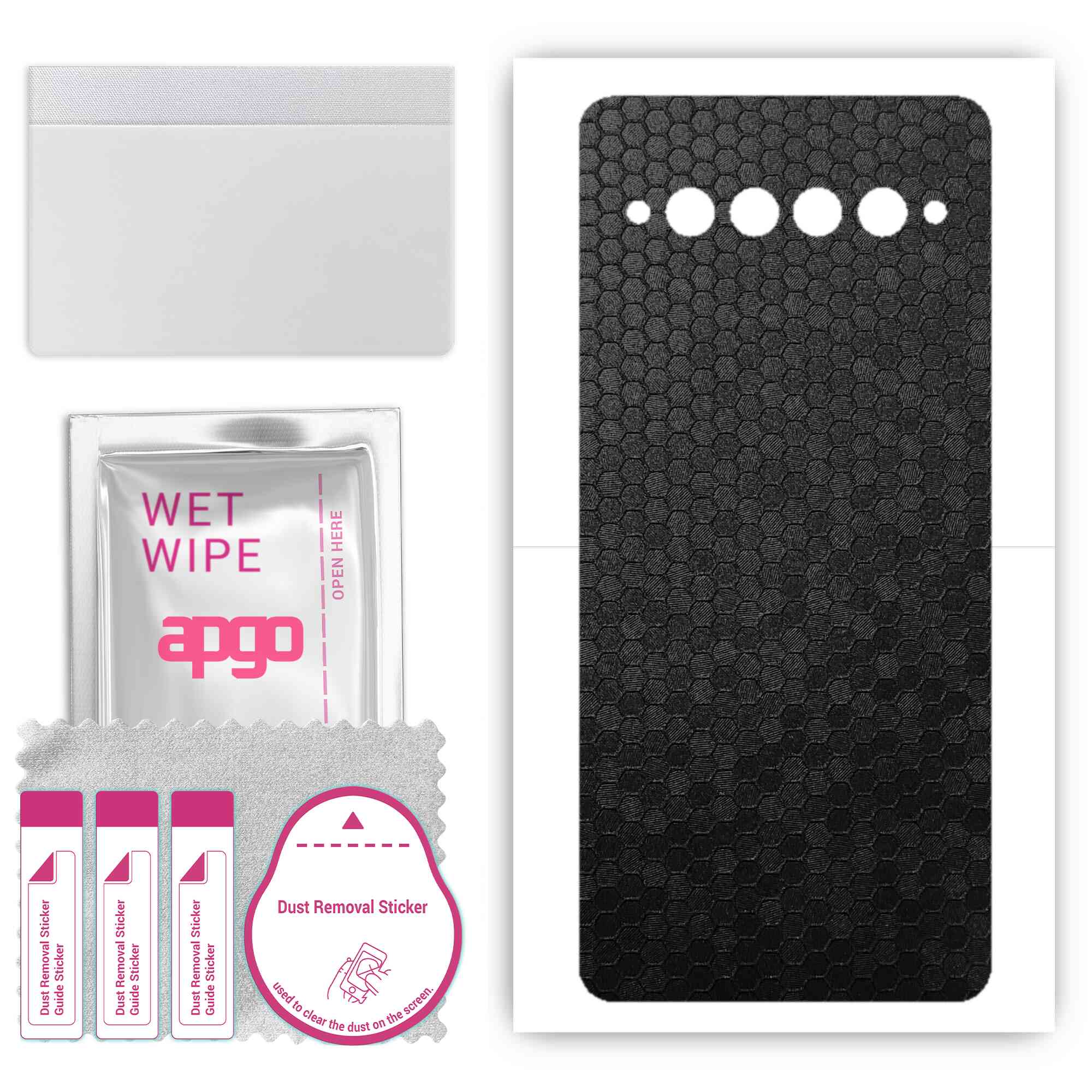 

apgo Protective Skin Sticker for the back compatible with TCL 10 Pro, Wrap Film, Foil, Vinyl - Pattern Black Honeycomb