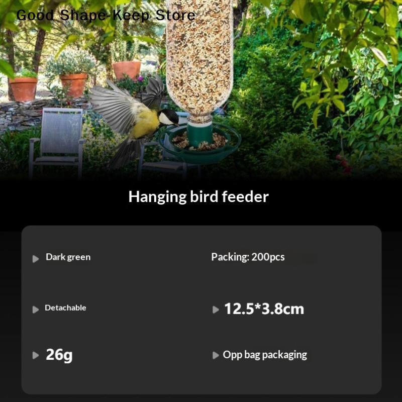 Plastic Automatic Portable Bird Feeders Outdoor Courtyard Garden Balcony Feeding Dark Green Hanging Tray Bird Feeder Accessories