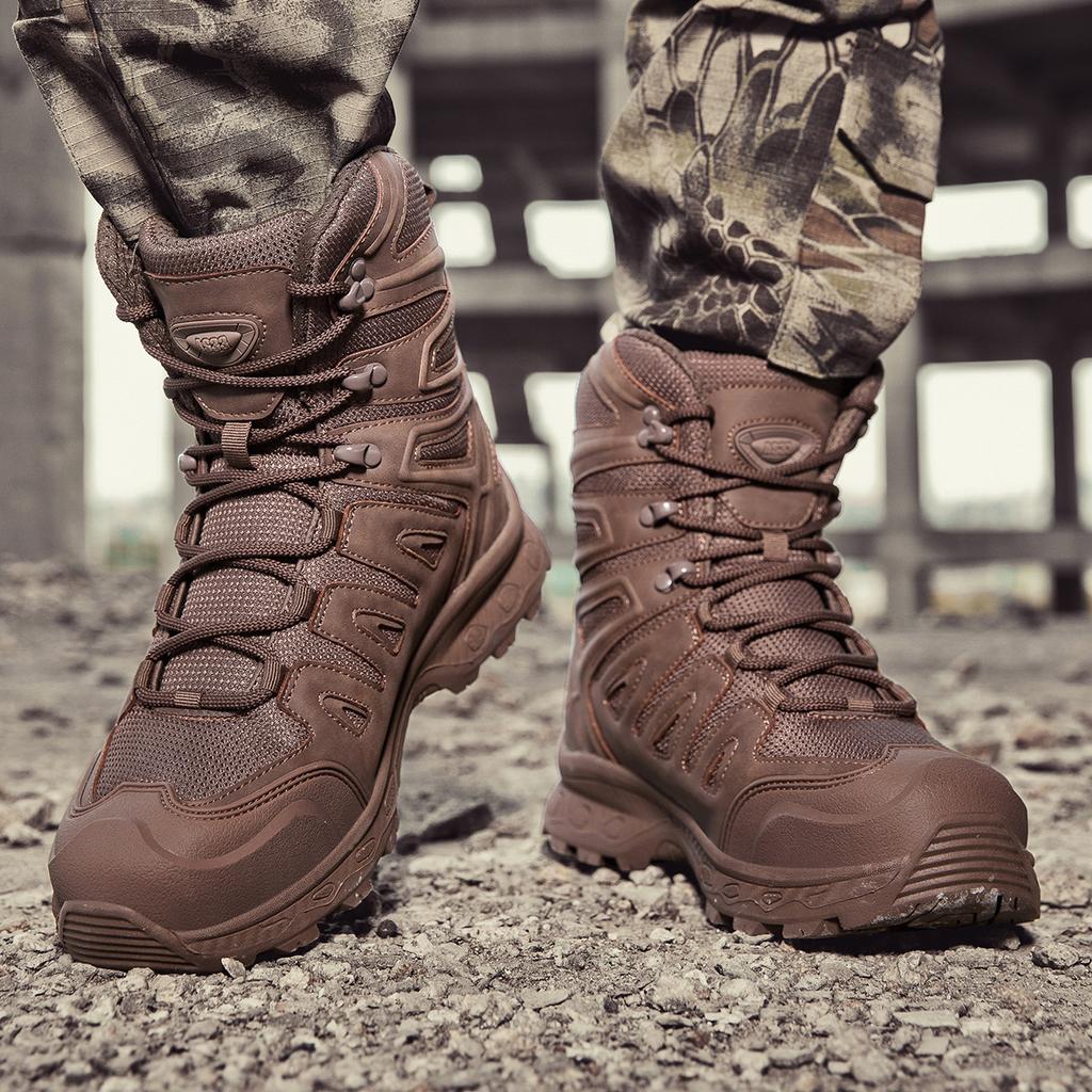 TUINANLE Man Safety Shoes Work Army Boots Breathable Slip Resistant Desert Climbing Hiking Shoes for Men