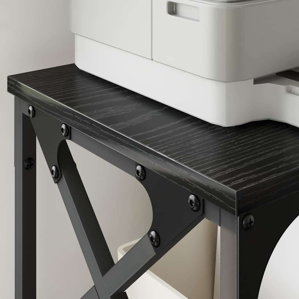 Adjustable Printer Stand Black Oak Look 40 X 30 X 31 Cm