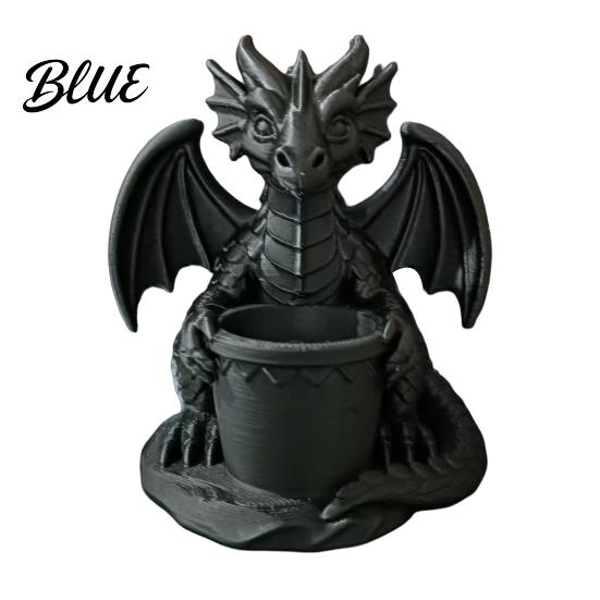 Flowerpot with Built-in Shaped Planter 3D Dragon Printed Drainage Holes Shape Pen Holder Outdoor Flower Pot for Small Green