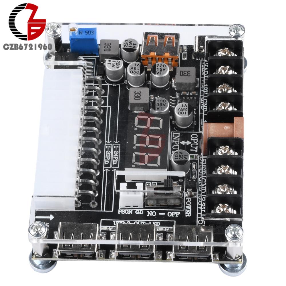 20Pin 24Pins ATX Power Adapter Board Acrylic Case Kit PD2.0 PD3.0 Adjustable Power Supply Breakout Board Power Connector Adapter