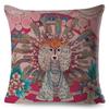 Cartoon Animal Pillowcase Dragon Fox Firebird Printed Linen Cushion Cover Living Room Sofa Car Decorative Pillowcase 45*45Cm