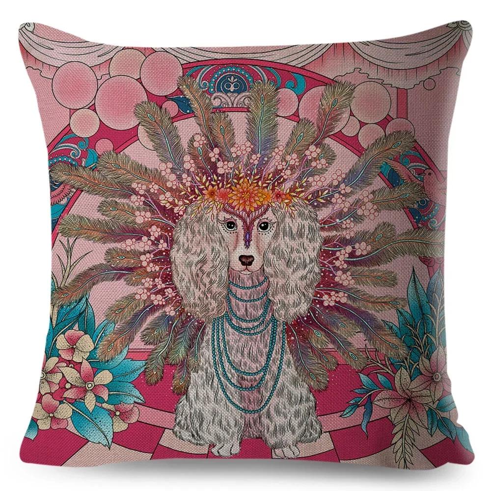 Cartoon Animal Pillowcase Dragon Fox Firebird Printed Linen Cushion Cover Living Room Sofa Car Decorative Pillowcase 45*45Cm