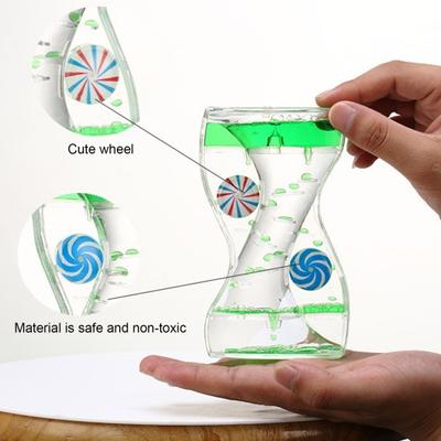 Liquid Motion Bubbler Timer Rotary Wheels Stress Relief Colorful Oil Dropping Hourglass Fidget Toy Home Office Desktop Decoration Kids Adults Gift